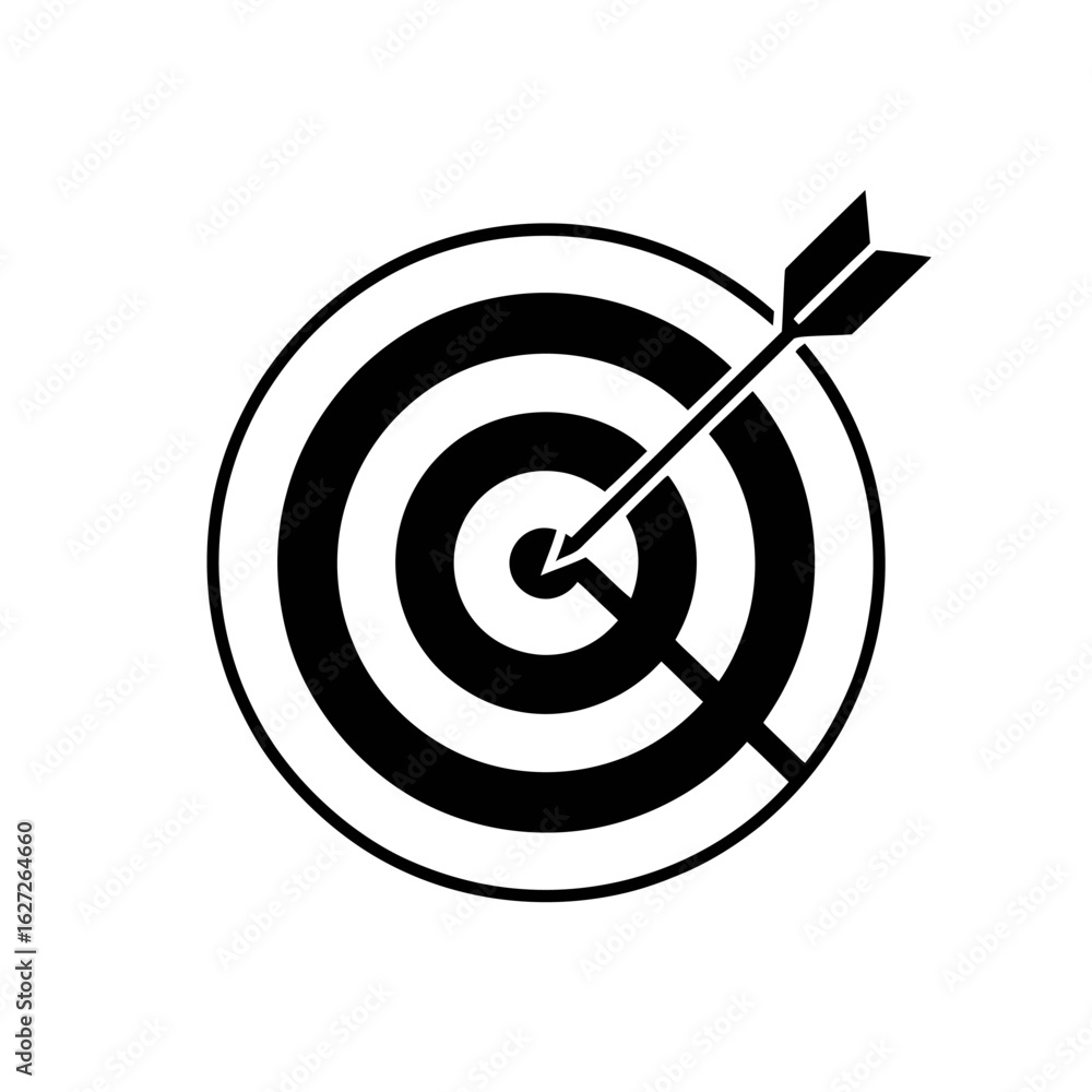 Precise Aiming Arrow Hitting the Center Target Bullseye in a Sport Competition Precise Aiming Arrow Hitting the Center Target Bullseye in a Sport Competition