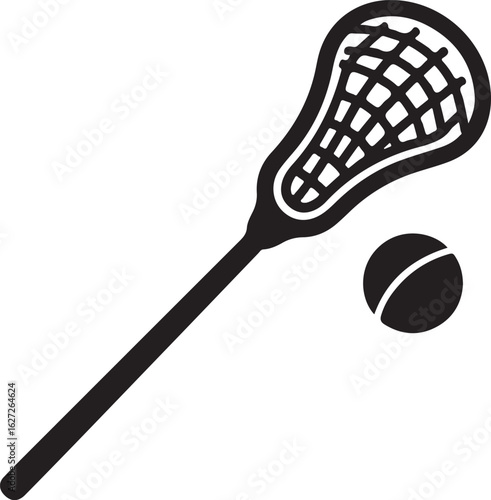 Lacrosse Stick and Ball Icon Vector