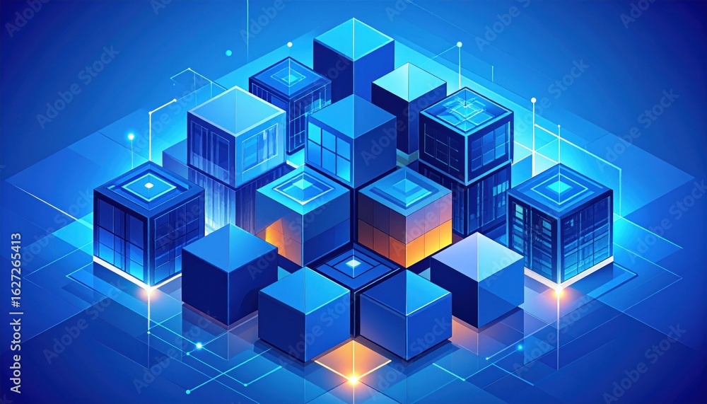 Obraz premium Abstract digital cubes