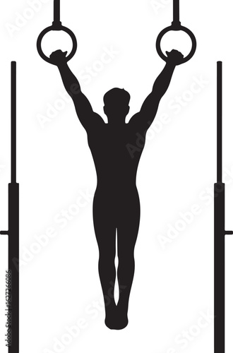 Male Gymnast on Parallel Bars Silhouette Vector
