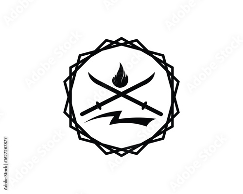 Cross swords icon flat. Simple vector symbol and bonus icon