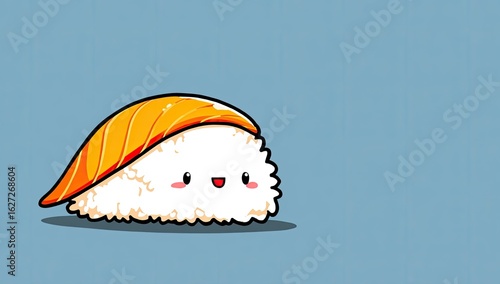Cute cartoon sushi piece with happy face