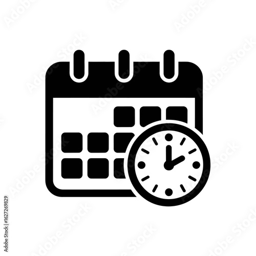 Calendar With Clock Icon Representing Scheduling And Time Management Activities
