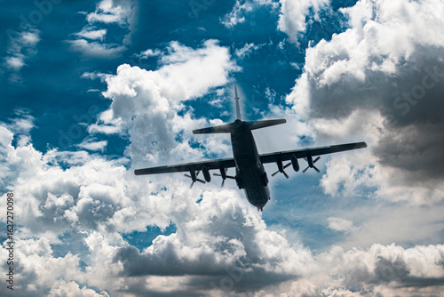airplane photo,in the sky flying into the clouds in Thailand