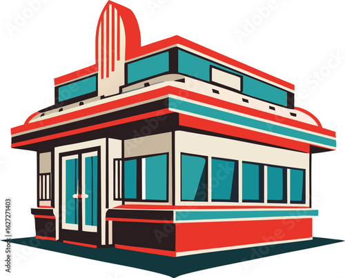 retro diner building silhouette vector