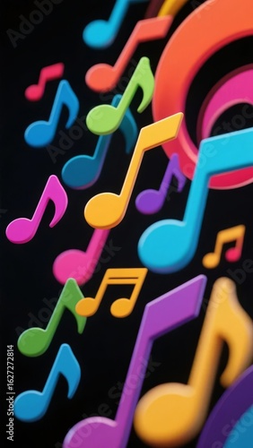 Vibrant Musical Notes in a Colorful Array