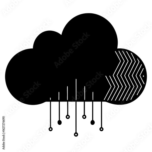 Cloud vector silhouette illustration isolated on white background