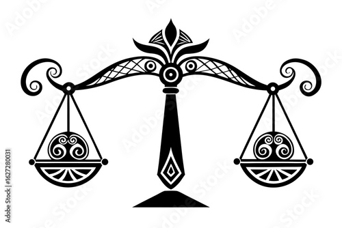 Golden scales of justice weighing the balance of law and finance with a legal symbol