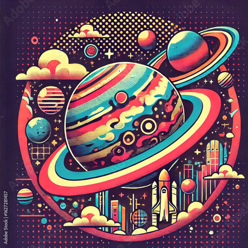 earth and moon, earth and space, planet earth and space, abstract vector illustration, abstract vector background, abstract vector background with colorful city, global business concept