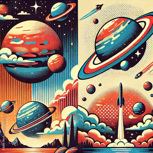 earth and moon, earth and space, planet earth and space, abstract vector illustration, abstract vector background, abstract vector background with colorful city, global business concept