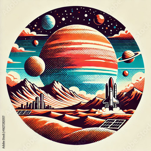 earth and moon, earth and space, planet earth and space, abstract vector illustration, abstract vector background, abstract vector background with colorful city, global business concept