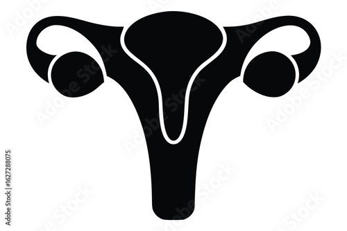 Black Icon of Female Reproductive System Uterus, Fallopian Tubes, and Ovaries