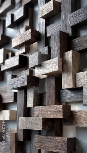 Abstract wooden blocks pattern