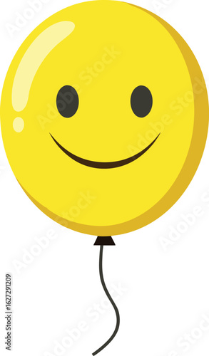 Bright yellow smiley face balloon illustration