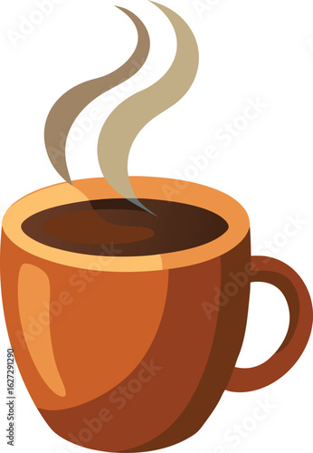 Ceramic coffee mug with hot beverage illustration