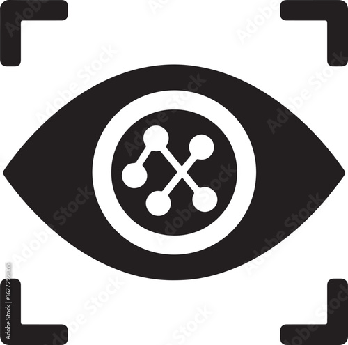 Silhouette vector of a pattern recognition eye icon symbolizing AI vision, machine learning, and data analysis.