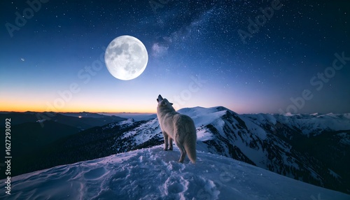 Wallpaper Mural Arctic Wolf Howling at the Moon Torontodigital.ca