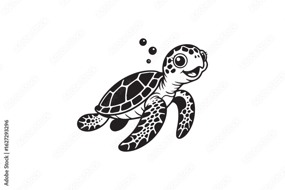 Fototapeta premium cute sea turtle silhouette vector