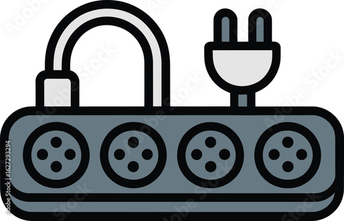 Power Strip Icon With Multiple Electrical Sockets And Plug Representing Extension Cord Electricity Supply And Household Equipment