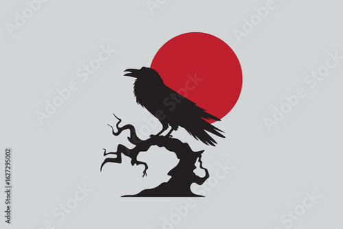 raven silhouette  vector