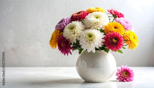 Wallpaper Mural Vibrant Bouquet of Chrysanthemums in Vase with Colorful Floral Arrangement, and Studio Shot. Torontodigital.ca
