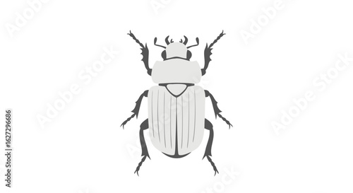 Isolated minimalistic illustration exhibiting a scarab beetle with a vintage aesthetic design concept