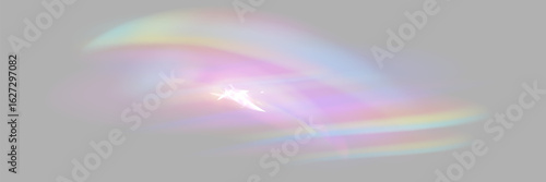 Crystal rays of light, prism refraction, lens flare, crystal glass reflection effect. Prism vector, realistic light leak effect with spectral flare.