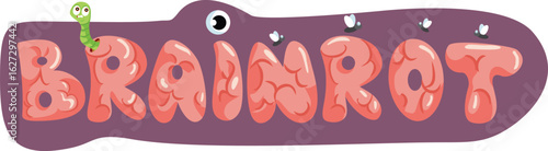 Brainrot Text Concept Illustration Banner Design. Artistic and creative typography expressing digital world side-effects 
