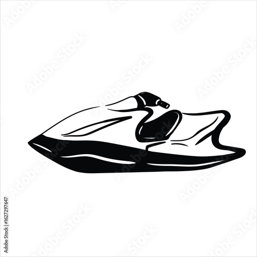Lineart Jetski Vector Illustration Minimalist Outlined Style
