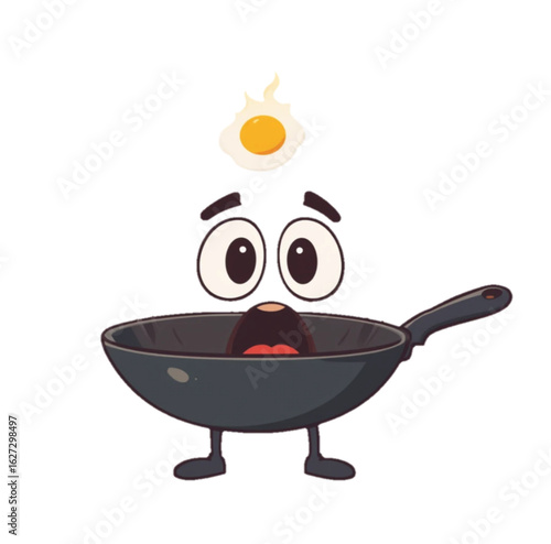 Black cartoon vector illustration of a frying pan 