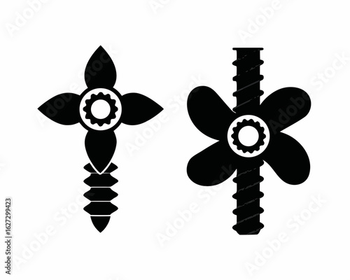 Boat screw vector silhouette illustration isolated on white background