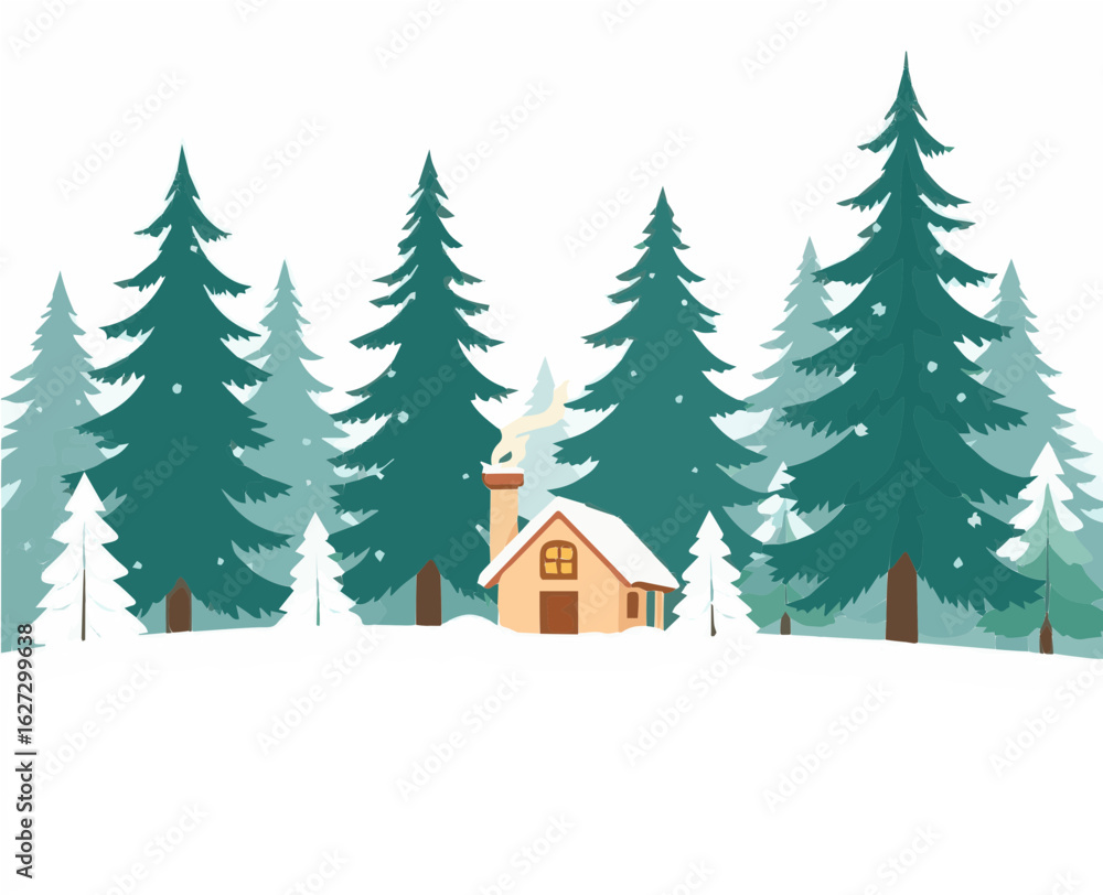 Pine Tree Forest in Winter Landscape Pine Tree Forest in Winter Landscape