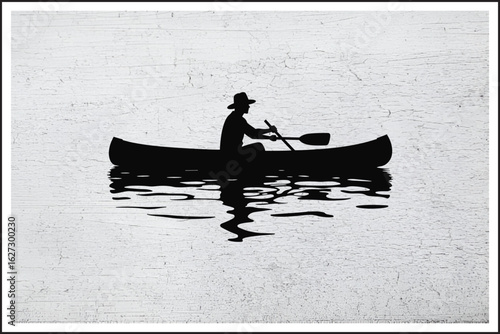 Paddle the Peaceful Waters,
Solo Adventure Canoe Ride,
Tranquil River Journey,
Man & Paddle in Harmony