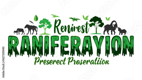Renirest raniferayion preserect proseratiion logo design with animals trees and nature elements vector art