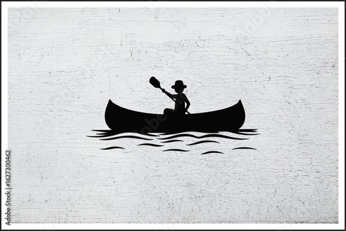 Paddle the Peaceful Waters,
Solo Adventure Canoe Ride,
Tranquil River Journey,
Man & Paddle in Harmony