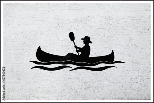 Paddle the Peaceful Waters,
Solo Adventure Canoe Ride,
Tranquil River Journey,
Man & Paddle in Harmony