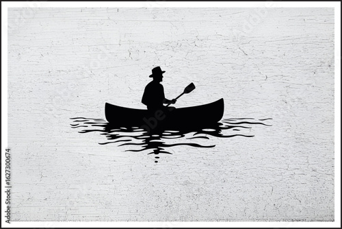 Paddle the Peaceful Waters,
Solo Adventure Canoe Ride,
Tranquil River Journey,
Man & Paddle in Harmony