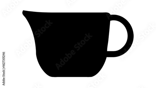 Black creamer pitcher silhouette isolated on white background, a simple and elegant design for dairy, coffee, or sauce serving needs