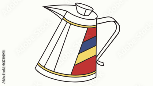 Illustration of a colorful thermos flask, isolated on white background, perfect for keeping drinks hot or cold on the go with its insulated design