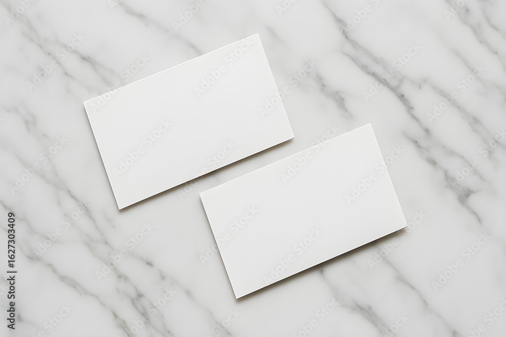 Fototapeta premium Realistic business card mockup with clean design and soft shadows. Ideal for showcasing branding, logo, or identity designs in a professional presentation.