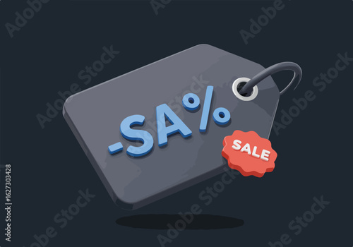 Elegant 3D Tag Design Showcasing a Sale Promotion for Online Marketing Campaigns