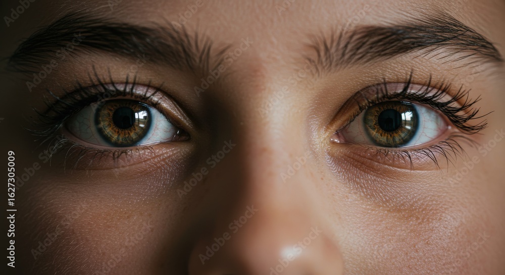 Fototapeta premium Close-up of Human Eyes Detailed Iris Brown and Green.