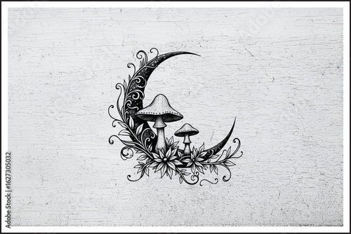 Mystic Moon Garden,
Enchanted Crescent Grove,
Lunar Mushroom Magic,
Moonlit Forest Whimsy