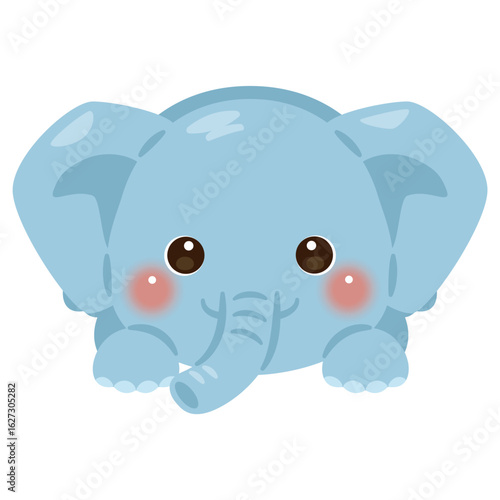 うつ伏せになったゾウのイラスト