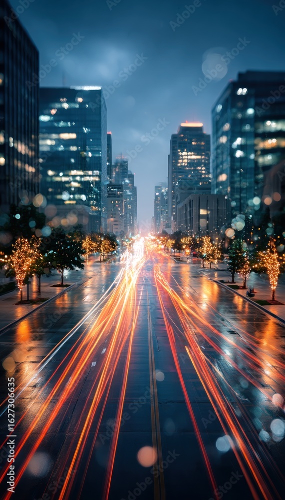 Fototapeta premium City street at night with blurred motion