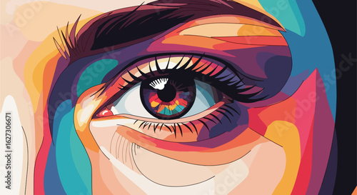 Colorful Vector Eye Illustration – Abstract Pop Art Portrait Close-Up