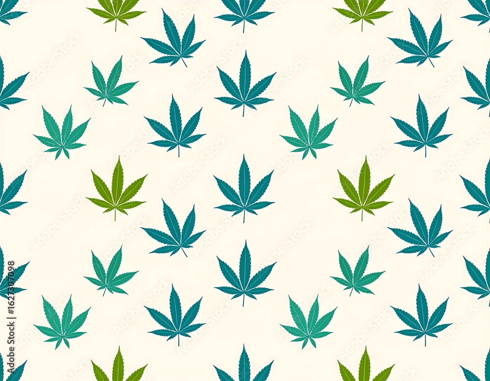 Naklejka premium Cannabis Leaf Pattern with a White Background for Creative Design Projects