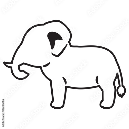 横向きのゾウの線画
