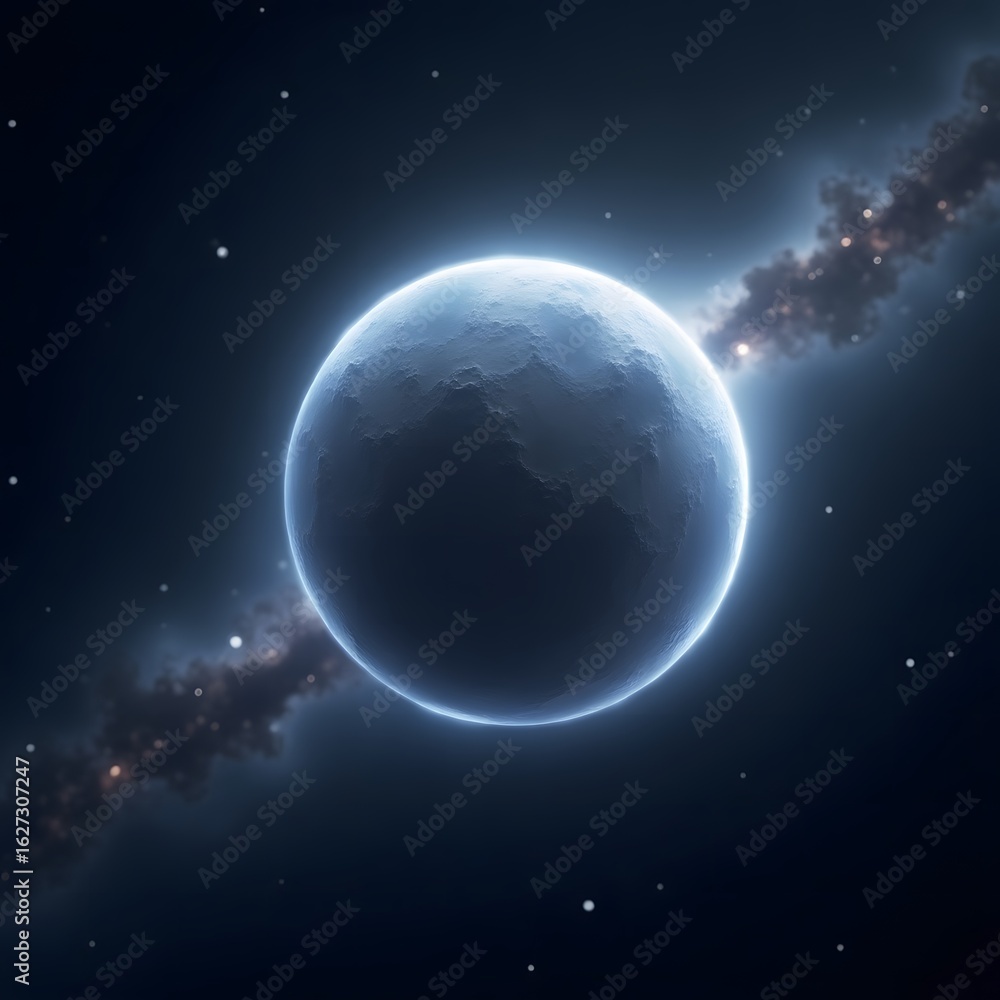 Fototapeta premium Mysterious Planet in Deep Space Surrounded by Stars and Nebulae Cosmic Journey to New Worlds and Exploration