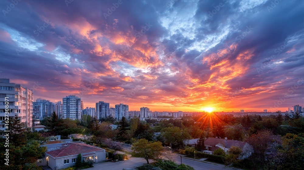 Obraz premium City sunset panorama (1)